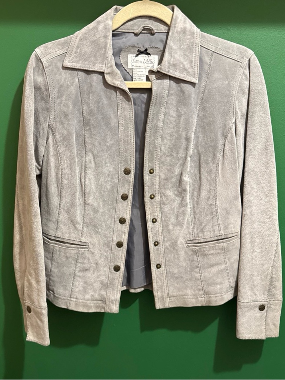 Live a Little Light Gray Suede Snap-Front Jacket